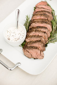  Rosemary + Black Pepper Beef Tenderloin |GF Horseradish Crème