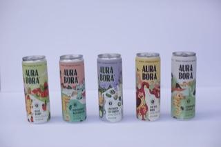 Aura Bora herbal sparkling water, canned